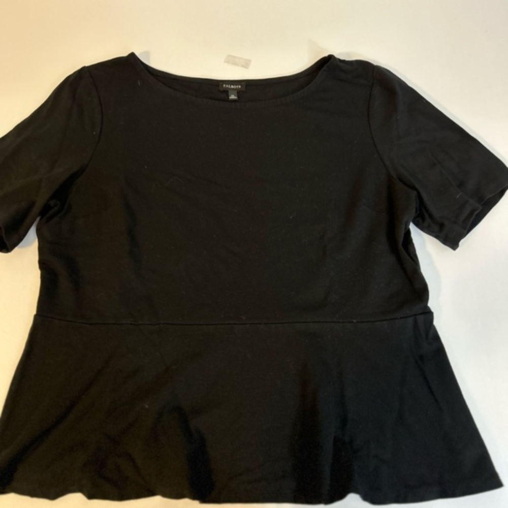 Talbots Classic Black Short Sleeve Top with peplum
